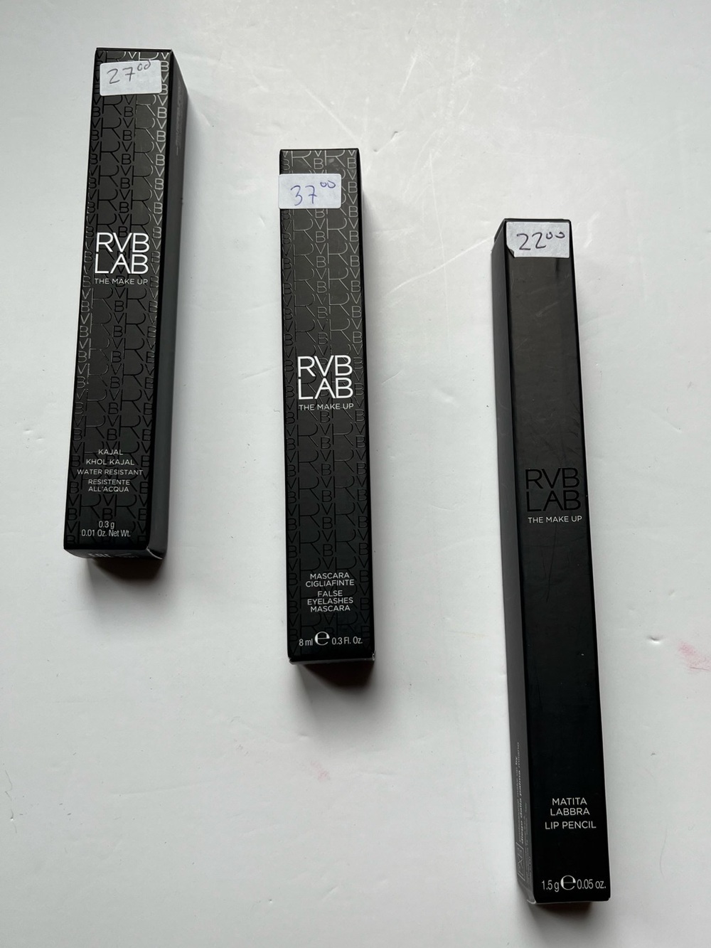 NIB RVB LAB 3-Pc Italian Beauty Set - Mascara, Kajal Eyeliner & Lip Liner